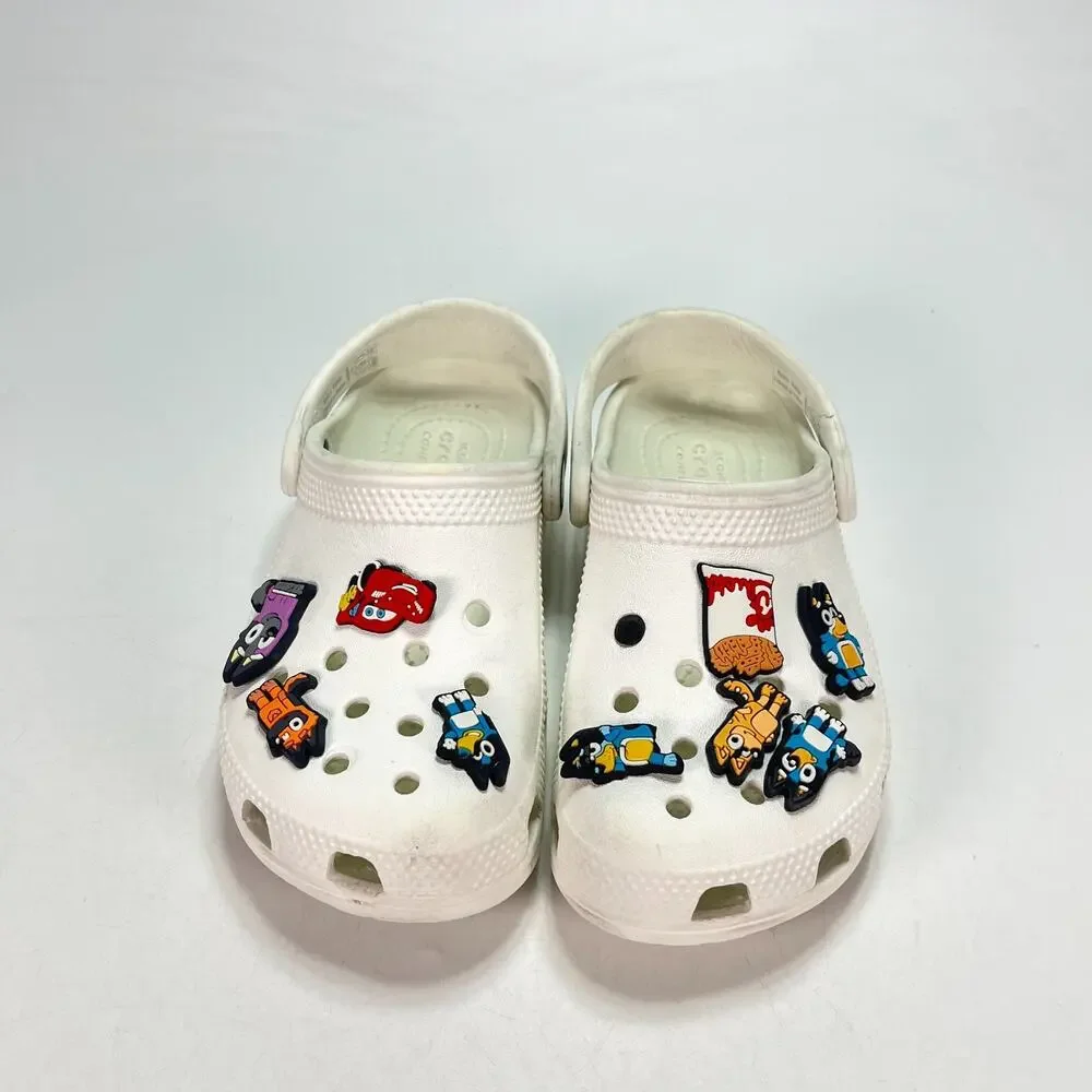 Crocs Classic Clog White Jibbitz Charms Comfort Slip On Shoes 206991 Kids Sz 12